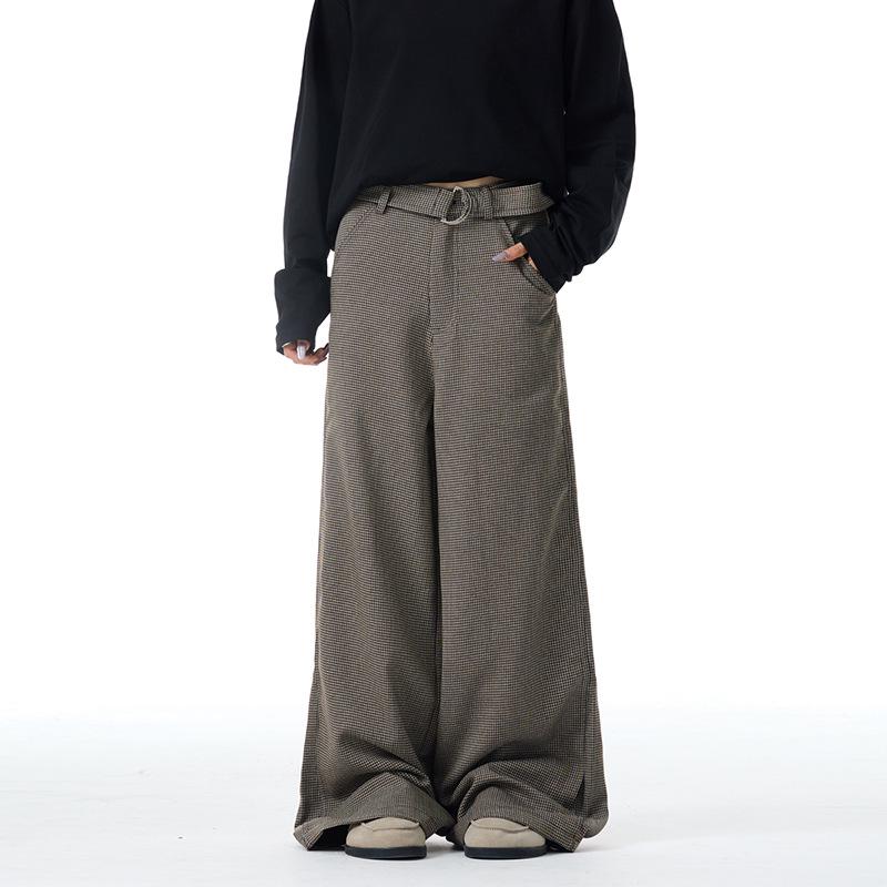 Houndstooth Old Money Style Loose Wide Leg Unisex Suit Pants 2XL