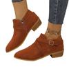 Roman Retro Short Boots Autumn and Winter New Large Size Thick Heel Round Head and Bare Boots