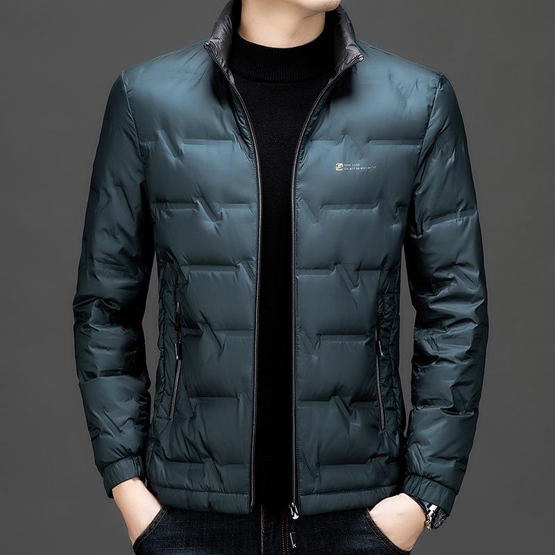 Men's Lightweight Down Jacket - Warm Business Casual Lapel Style for Middle-Aged Dads