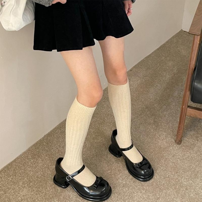 1 Pair Ruffle Calf Socks Calf Tube Frilly Socks Ballet Socks for Girls Knee Length Stockings Princess Style Dress Socks
