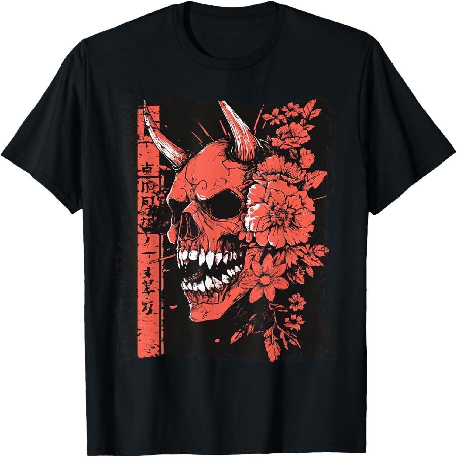

Demon Face Skull Japanese Art Devil Oni Harajuku Aesthetic T-Shirt(5) XXXXXL чорний