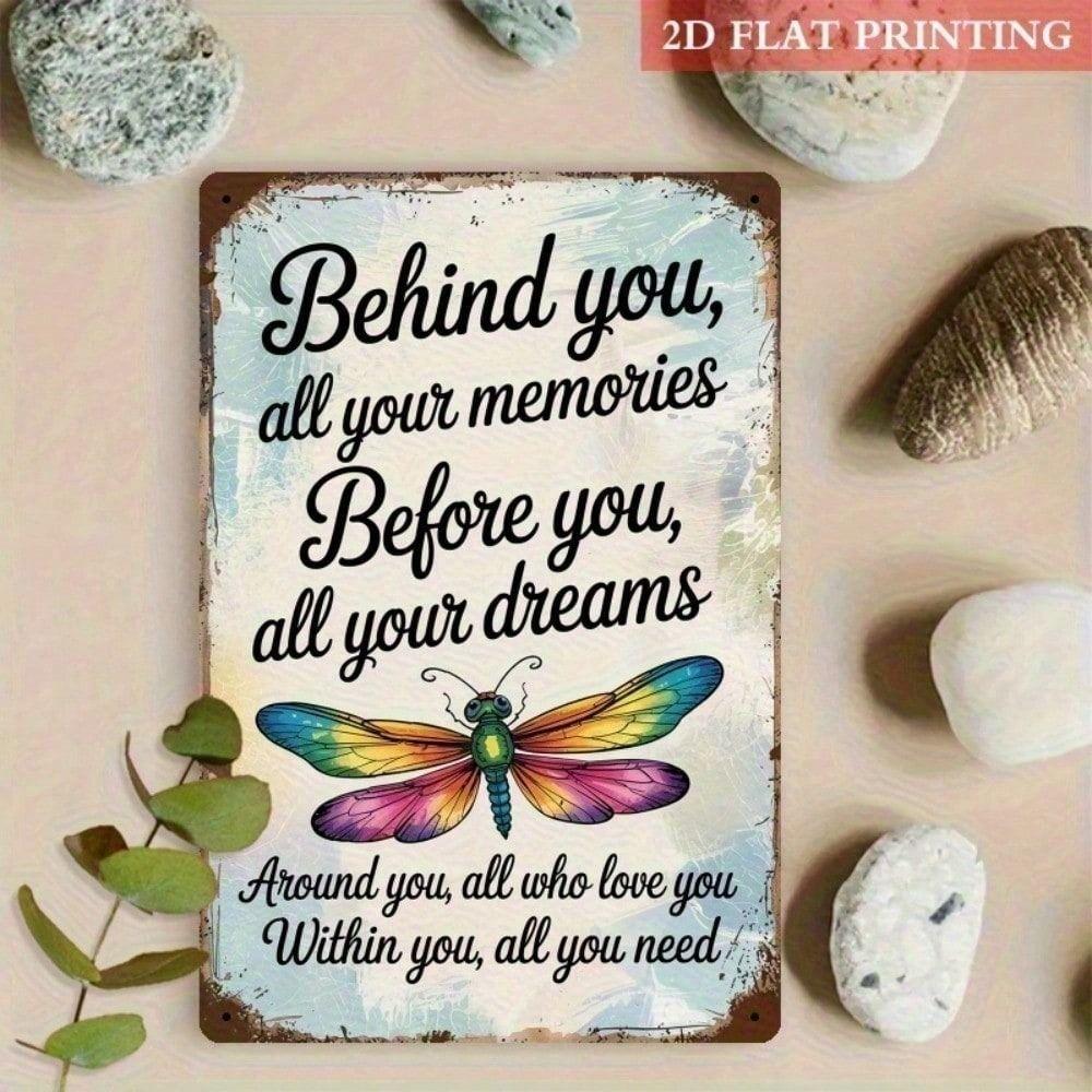 Vintage Metal Poster Dragonfly 12x8 Inch Inspirational Wall Art