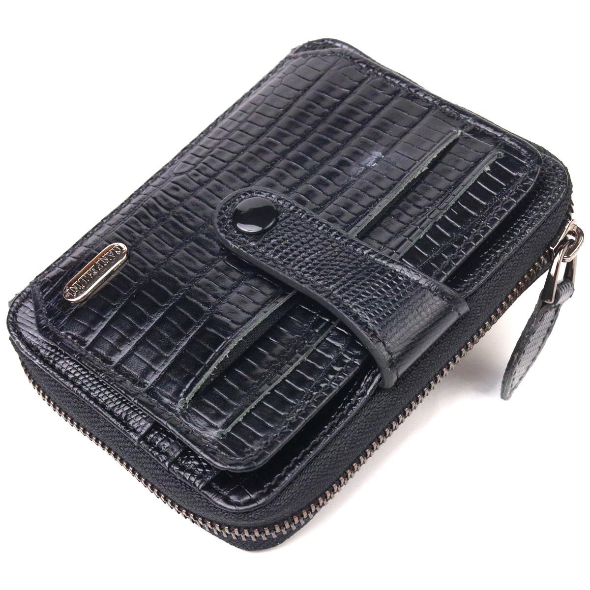 

Практичний жіночий портмоне з натуральної фактурної шкіри CANPELLINI Wallet 21494 Чорне