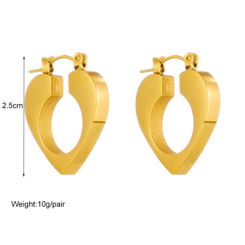 Gold Plated Heart Hoop Earrings Stainless Steel