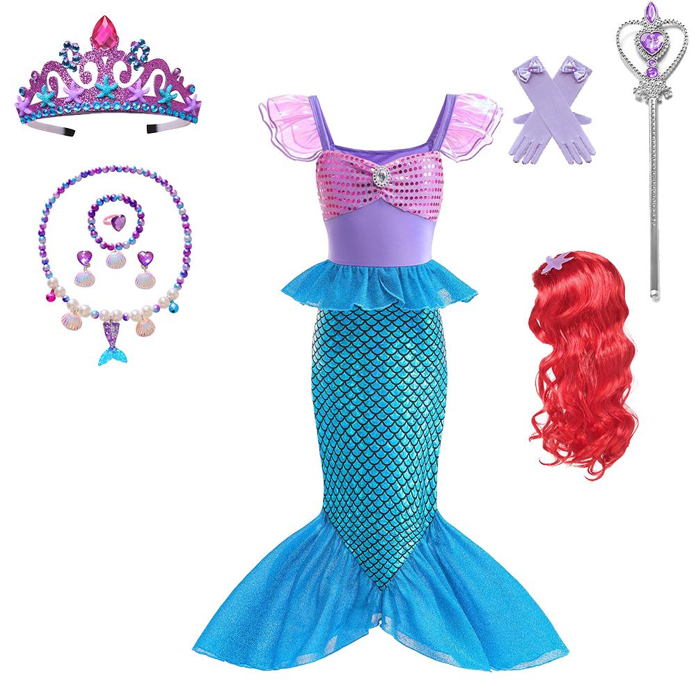 Дитячий костюм косплею русалки, костюм для рольових ігор для дівчаток, костюм для карнавалу, Хелловіну, дня народження, літня сукня принцеси