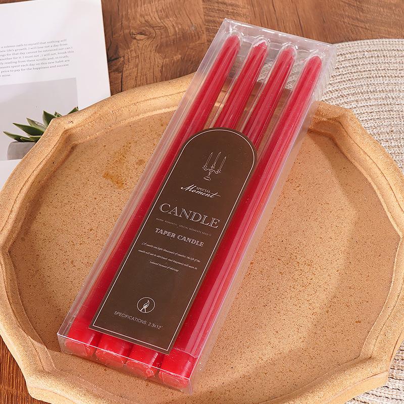 30cm 4 European-style Color Long-stem Candles for Home Use Without Odorless Candlelight Dinner Candlestick Rod Wax