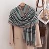 Autumn and winter new European and American classic plaid imitation cashmere scarf fringed shawl dual-purpose scarf spot