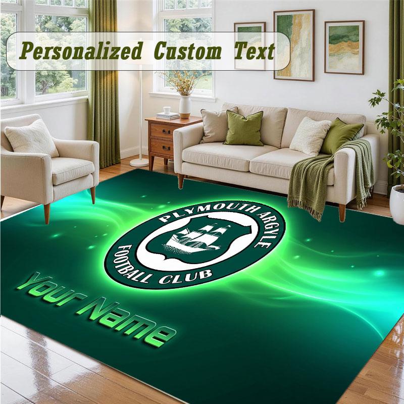 Crystal Velvet Square Rug Custom NamePlymouth Argyle FC Pattern Non Slip Home Floor Decor Rug