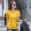 Camiseta de manga curta impressão t camisa feminina algodão coreano moda mulher roupas primavera outono topo casual camiseta femme