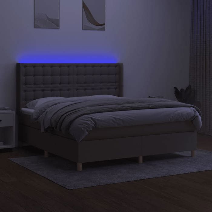 Maison Exclusive - Sommier à lattes de lit matelas et LED Taupe 180x200 cm Tissu
