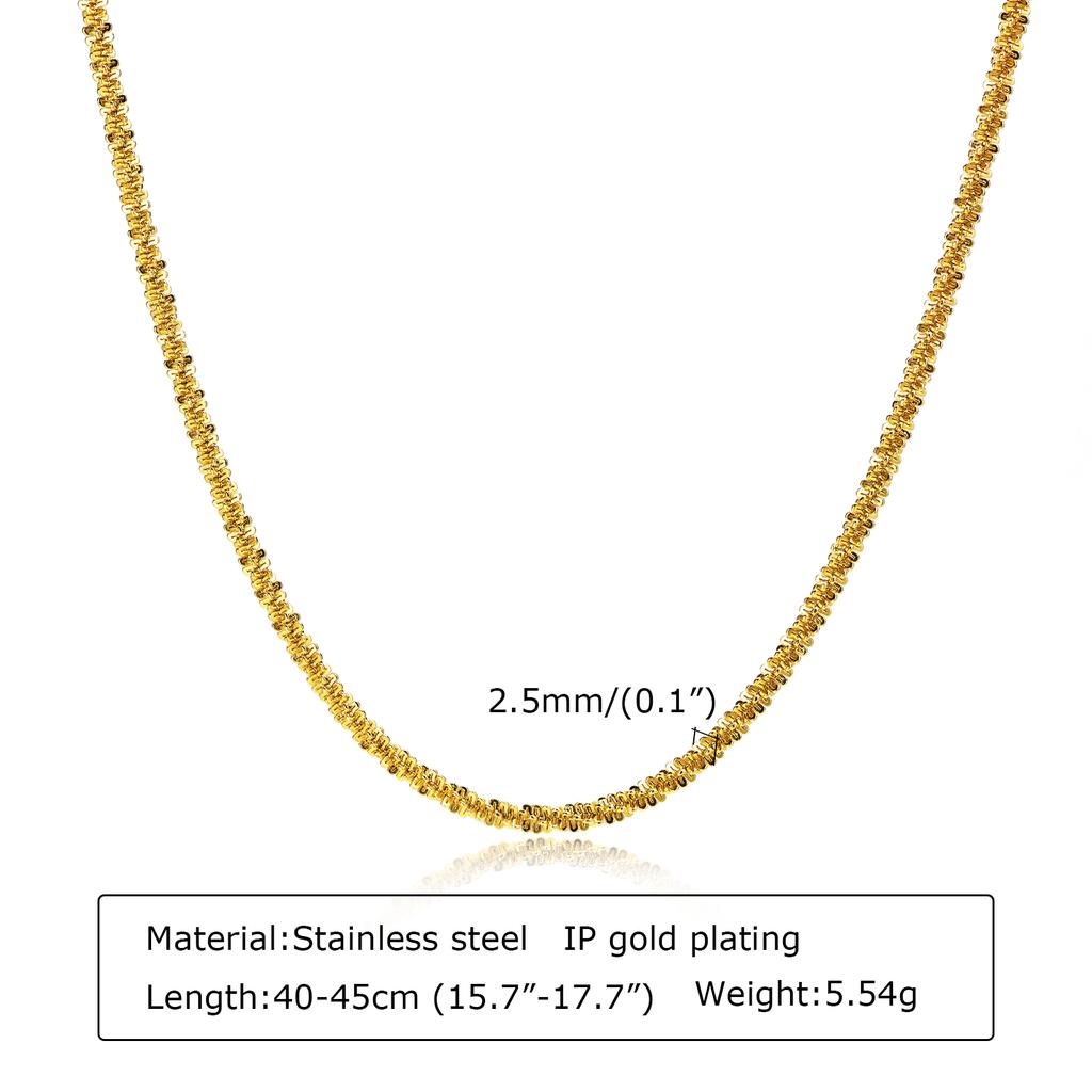Classic Square Handmade Chain Necklace for Women,Stainless Steel Round Snake Chain Choker Necklace,Water Wave Bead Chain Jewelry