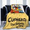 CUPHEAD Devil Blankets Coral Fleece Plush Winter Mugman Breathable Lightweight Thin Throw Blankets for Home Car Plush Thin Quilt