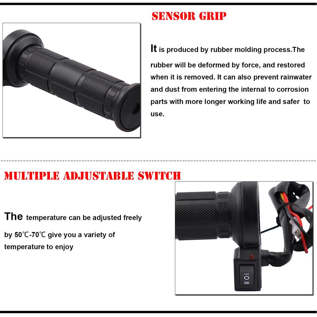 2 Pairs Motorcycle Hand Grips Hot Handlebar for Motorcycle 12V Warmer Handle Heat Grip Electro-Thermal