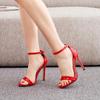 Fashion A Line Buckle Strap Peep Toe Thin High Heel Pumps for Women Solid Color Elegant Party Daily Casual Sandals Footwear