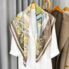 Large Square Scarf Printed Silk Scarf Women'S Spring And Autumn Shawl Yarn Flower Leaf Headscarf Twill Silk Scarf Headscarf
