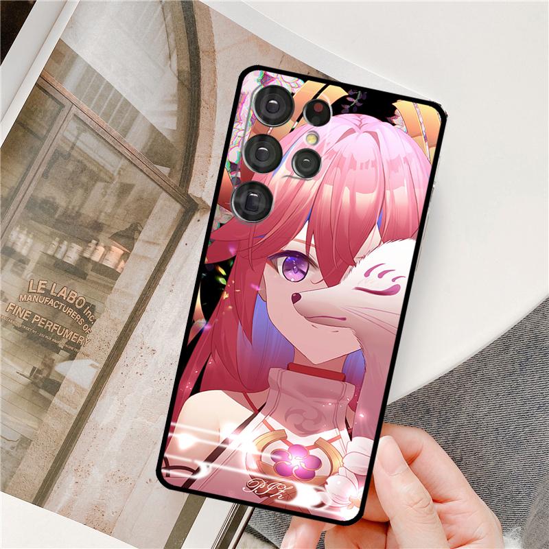 Genshin Impact Yae Miko Phone Case For Samsung Galaxy S24 Ultra S9 S10 S20 S21 S22 S23 Plus S24 FE S25 Ultra Cover