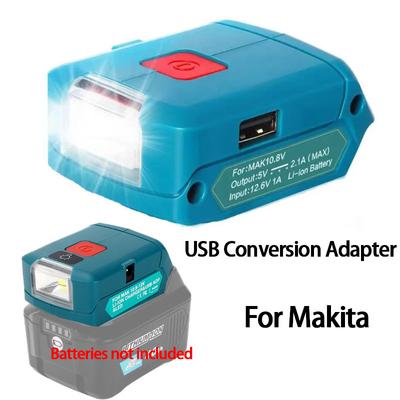 For Makita Adapter Outdoor LED Lighting Adapter USB Converter 12V 1A DC Input For Makita 12V 10.8V Lithium Battery