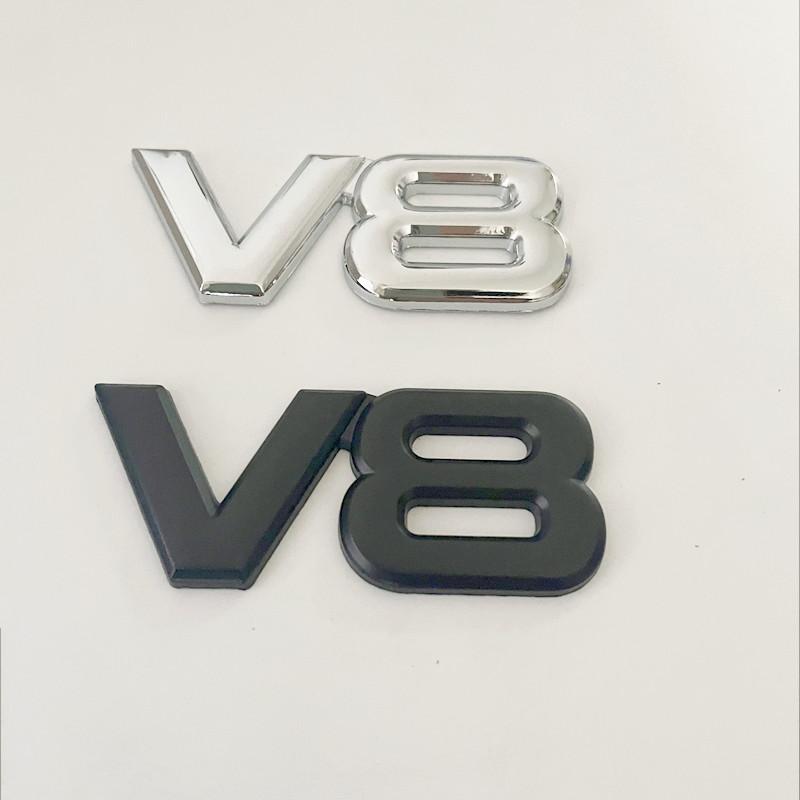 3D Metal V8 Logo Auto Engine Displacement Rear Trunk Emblem Side Fender Wing Car Sticker Badge Decal For Toyota Volkswagen