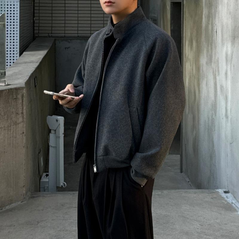 Light Mature Style Stand Collar Jacket Men's Autumn and Winter Thickened Top Korean Style Trendy High-end Casual Jacket