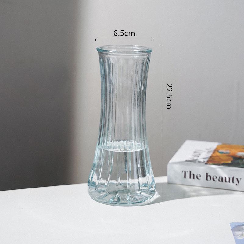 Nordic Cone-Shaped Transparent Glass Vase for Lucky Bamboo and Flowers