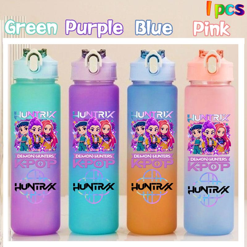 750ML KPop Demon Hunters HUNTR/X Rumi Mira Zoey Jinu Colore Degradé Tazza Acqua Bambino Borraccia con Cannuccia Saja Ragazzi Tigre Regalo