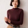 Women's Striped Cashmere Sweater - Autumn/Winter, Half-High Neck, Slim-Fit, Knitted Base Layer