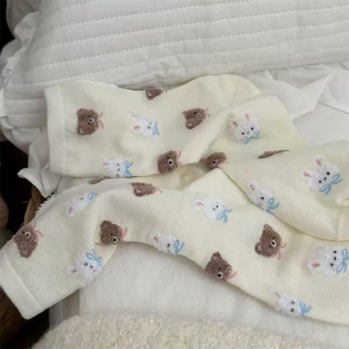 

Xiaohongshu Same Socks Girls Cute Animal Stripe Socks Comfortable Cotton Socks Breathable And Sweat-Absorbing One size fits all