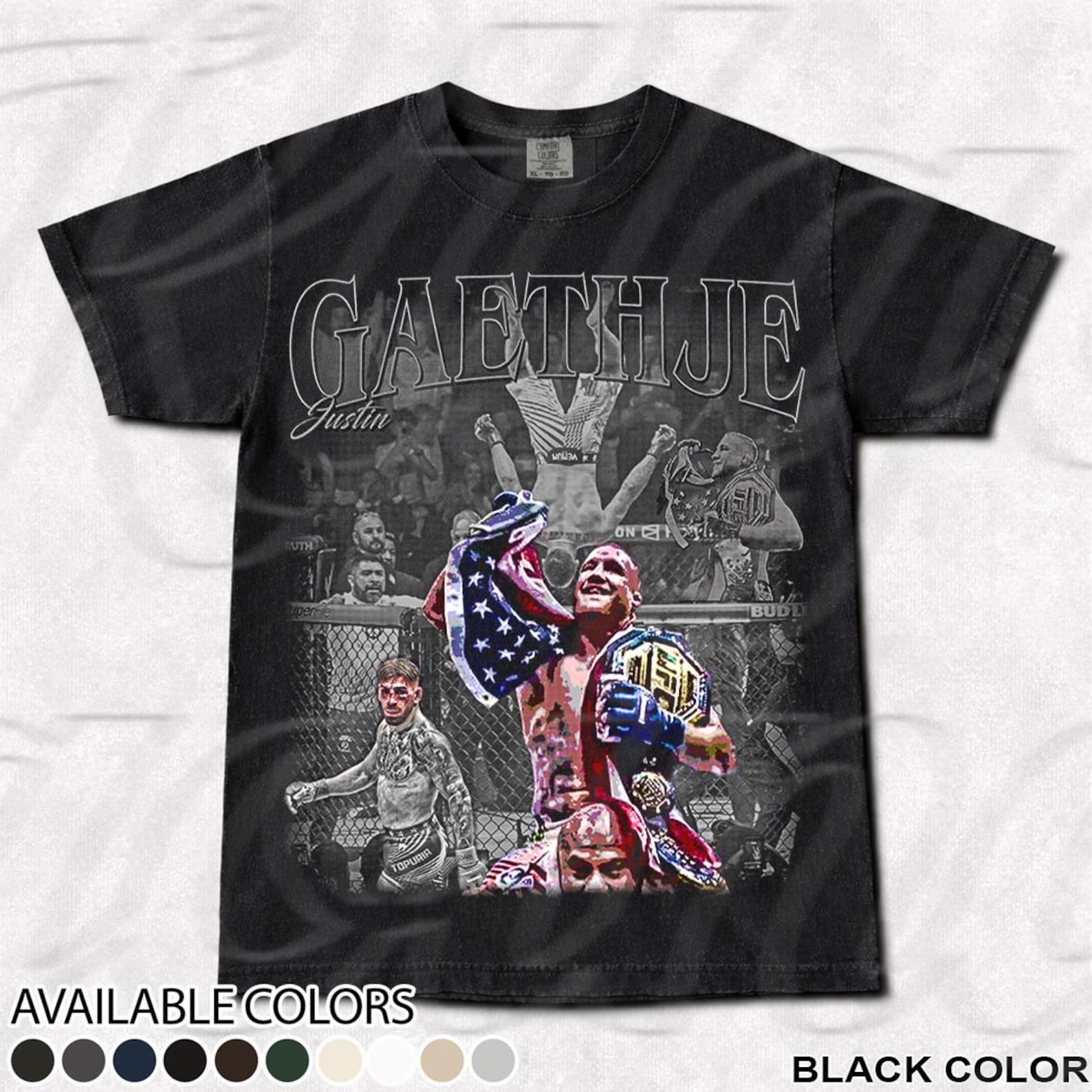 Vintage Justin Gaethje Shirt, Vintage UFC T-Shirt, Graphic MMA Unisex BK XL