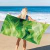 Extra Large Coastal Wave Green Print Beach Towel, Lightweight Microfiber for Swimming Pool Travel Summer