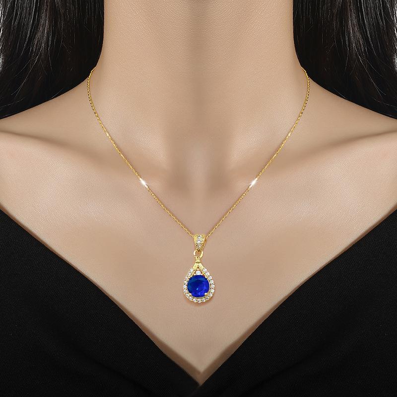 Full Of Diamonds, Water Droplets, Light Luxury Temperament, Gorgeous Full Diamonds, Necklace, Female Versatile Collarbone Chain, Titanium Steel Chain