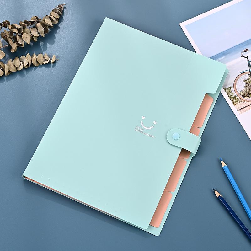 Smiling Candy Color Folder Creative Multilayer A4 Folder Text PP Piece Bag Organ Bag Test Paper Text Piece Storage Bag