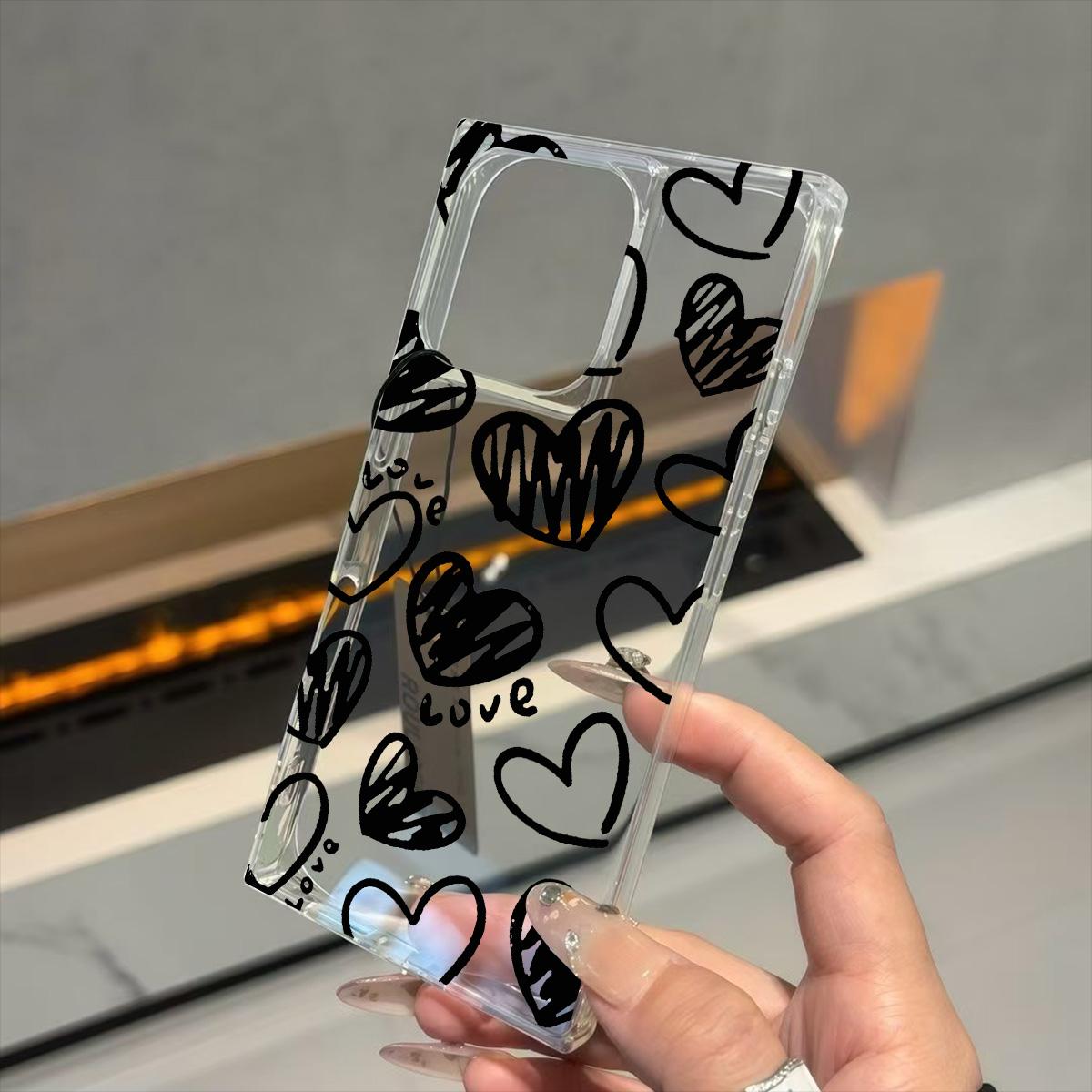 

Transparent Square Back Tube Case Casing Protection For iPhone 11 15 Plus 16 ProMax 12 14 Pro Max 13 Anti-Oxygen,Love Draft Pattern iphone 11 ProMax