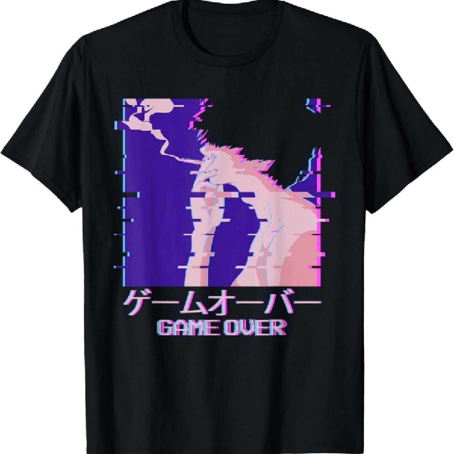 

Японский вейпорвейв курящий грустный аниме-мальчик игра окончена эстетическая футболка XXXXXL чёрный