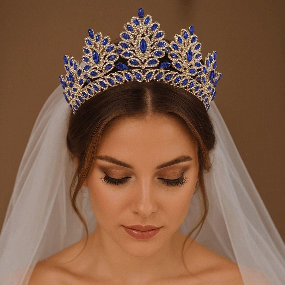 Luxury Zinc Zinc Alloy Princess Crown Sparkling Bridal Headwear Trendy Women Hair Hoop Stage Performances