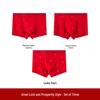 Men's Red Antibacterial Modal Boxer Briefs - New Year Wedding, Breathable, Youth Square Leg