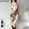 BITCED Summer Women's Street Style Sleeveless Hooded High-Waisted Dress