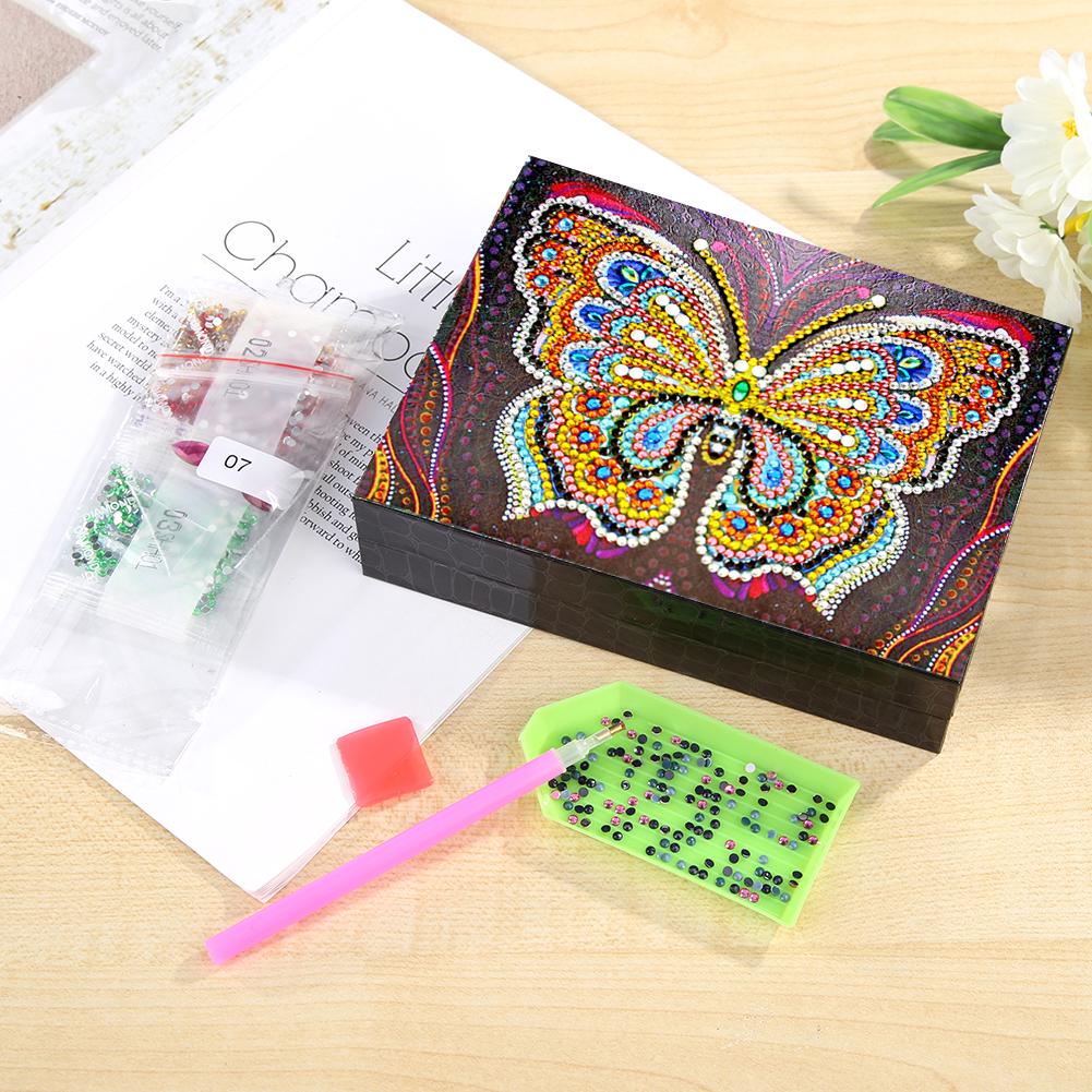 Diamantmalerei in Sonderform DIY Schmetterling Harz Schmuckkästchen Behälter Desktop Dekorativer Aufbewahrungsorganizer Koffer Dropship