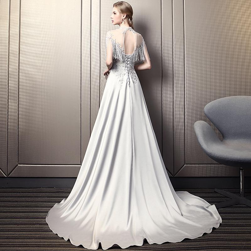 Evening Dress Women's Banquet Temperament 1011 New Summer Satin Dignified Atmosphere Celebrity Host Slim Dress