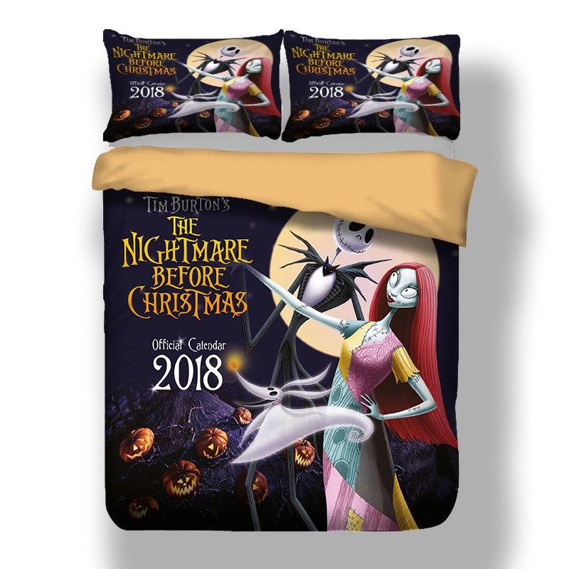 Luxurious Nightmare Before Christmas Duvet Cover With Pillow Cases Bedding Set