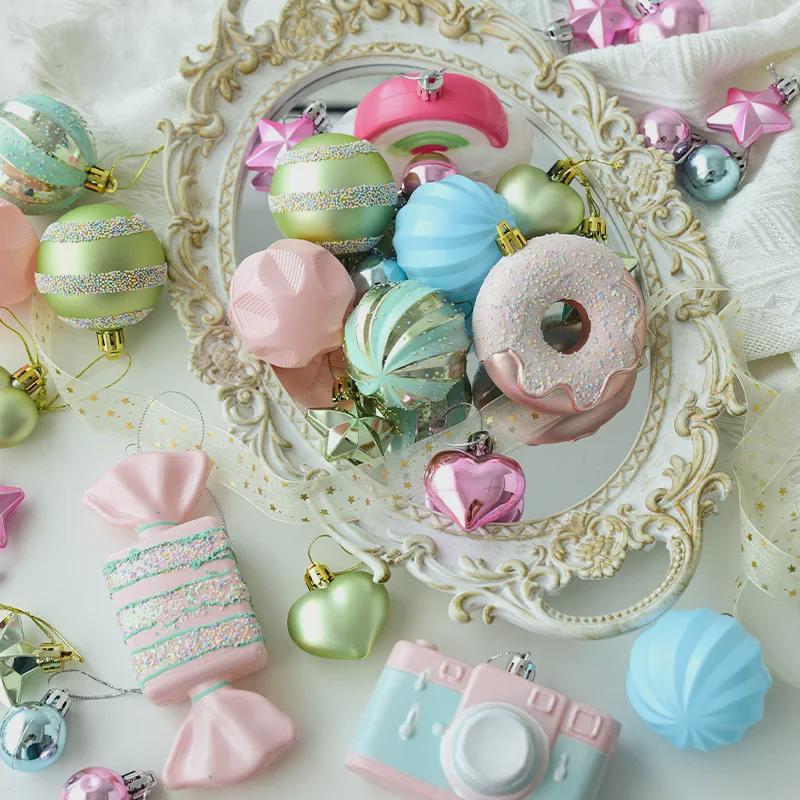 Macaron Color Cross-Border Christmas Ornaments: Unique Christmas Tree Hanging Baubles and Pendants