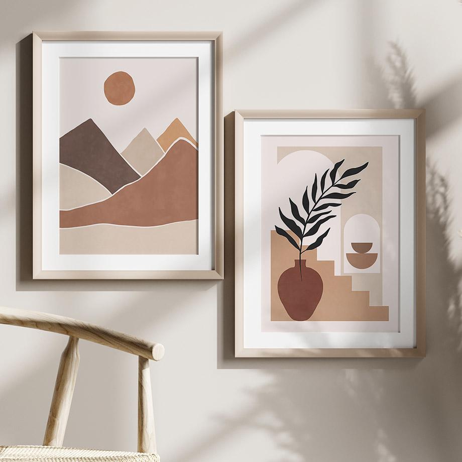 Sun Leaves Linien Regenbogen Geometrie Abstrakt Landschaft Poster Drucke Leinwand Malerei Wandkunst Bilder Für Wohnzimmer Dekor