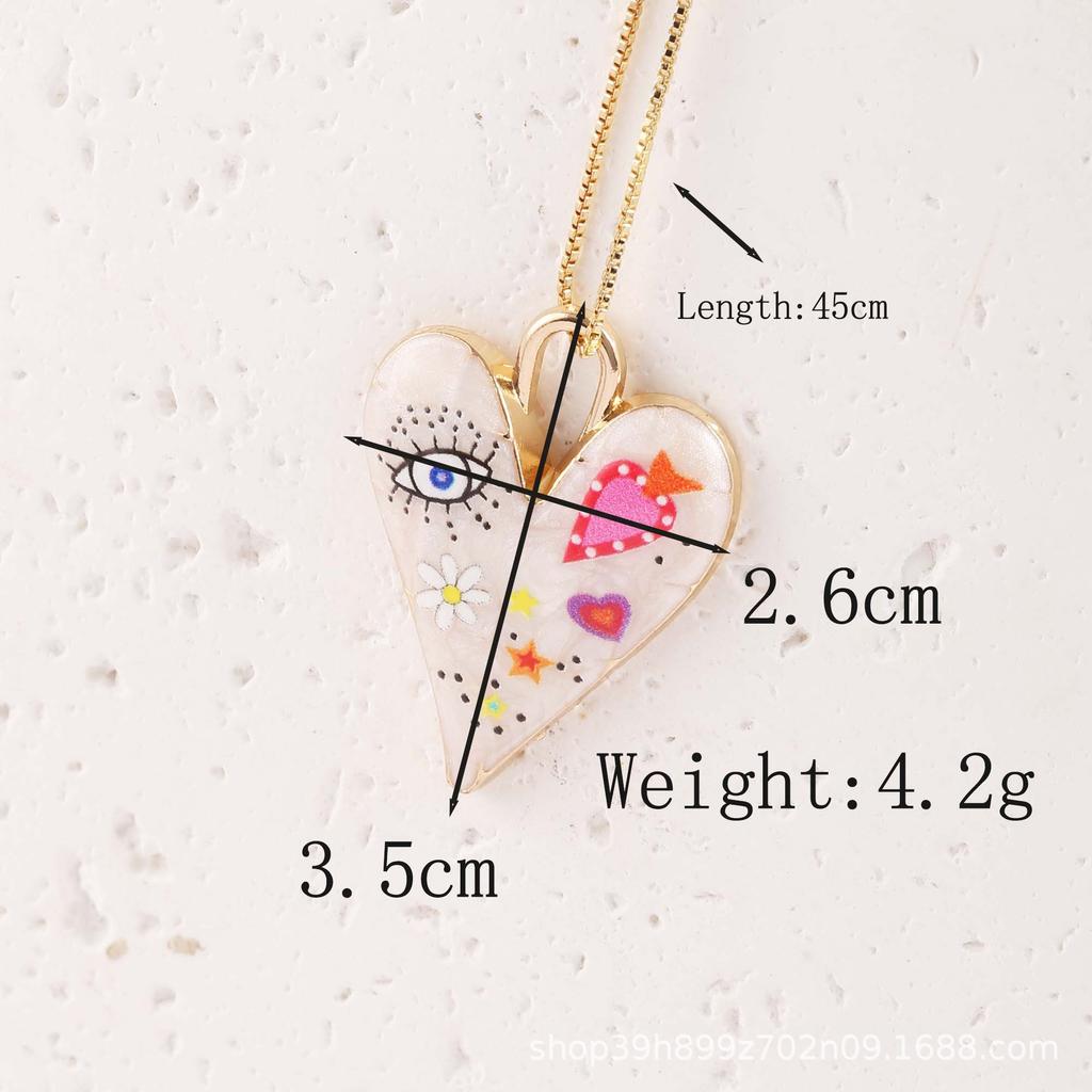 Devil's Eye Heart Pendant: Colorful Gold-Plated Necklace & Keychain