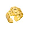 Titanium Steel Simple and Fashionable English Letter Ring Versatile Gold Chain Opening Adjustable Ring Women