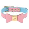 Personalisiertes Hundehalsband mit Namen Weiches PU-Leder Welpe Katze Schleife Halskette Verlustsichere ID-Halsbänder für Kleine Mittelgroße Große Hunde Katzen