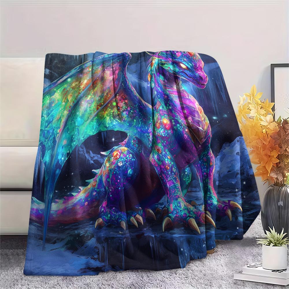 Colorful Dragons  Print Flannel Blanket, High quality Comfortable for All Seasons, Home Decor, Warmth and Comfort