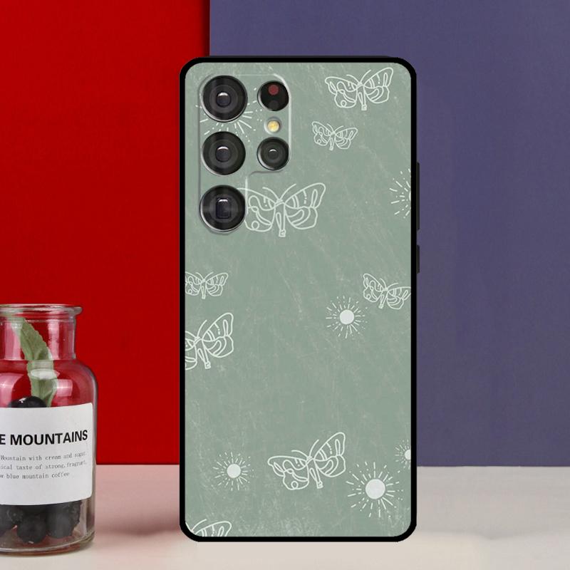 Aesthetic Sage Green Back Cover For Samsung Galaxy S20 FE S21 FE S22 S23 Ultra Note 20 10 S8 S9 S10 Plus Case