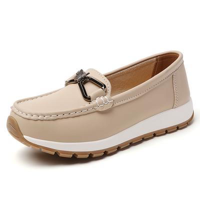 New 100% Genuine Leather Flat Shoes for Women, Comfortable Casual Shoes, Walking Loafers, Large Sized Leather Shoes Comfortable Soft Sole Non Slip Des