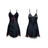 Lace Patchwork Satin Cami Nightgown Bow Backless Sequin Sexy Women's Loungewear Pajamas 881 Glamorous Flirty Sleepwear with Sparkly Accents