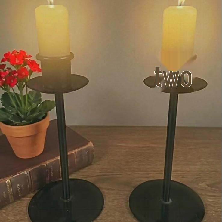American Retro Black Iron Candle Holder - Romantic Christmas Ornament for Dining Table