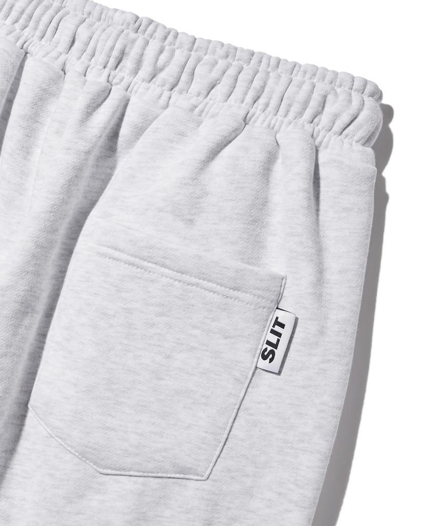 Eseulisseutyudio Lettering Pocket Fleece-Lined Wide One-Pleat Sweatpants White Melange